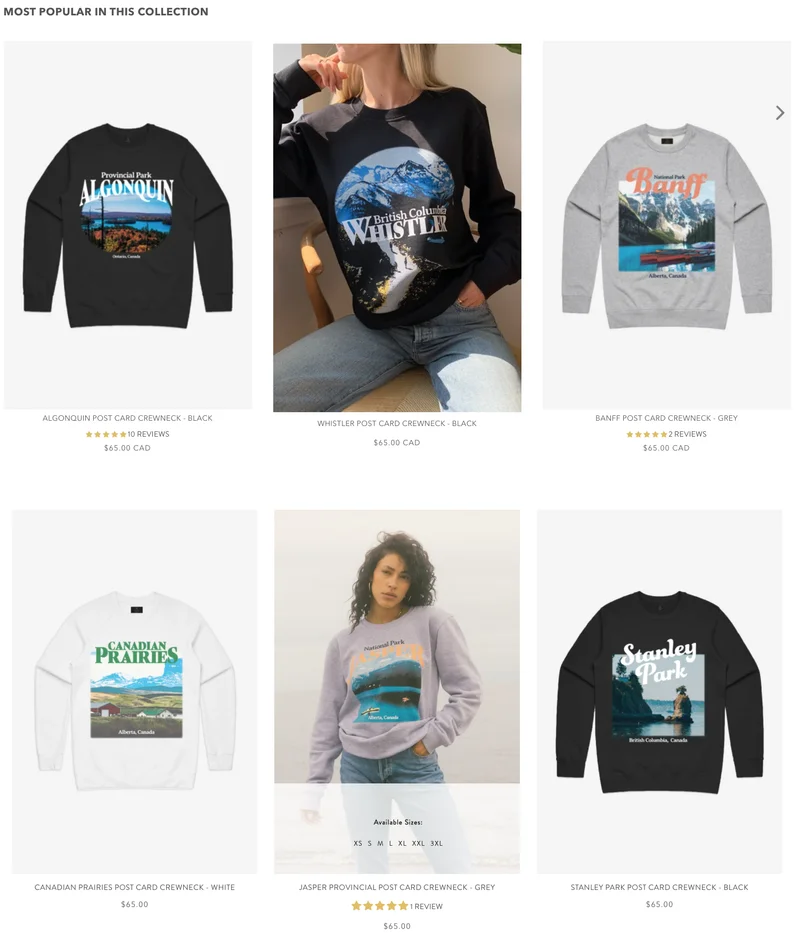 Collection page recommendation strategies