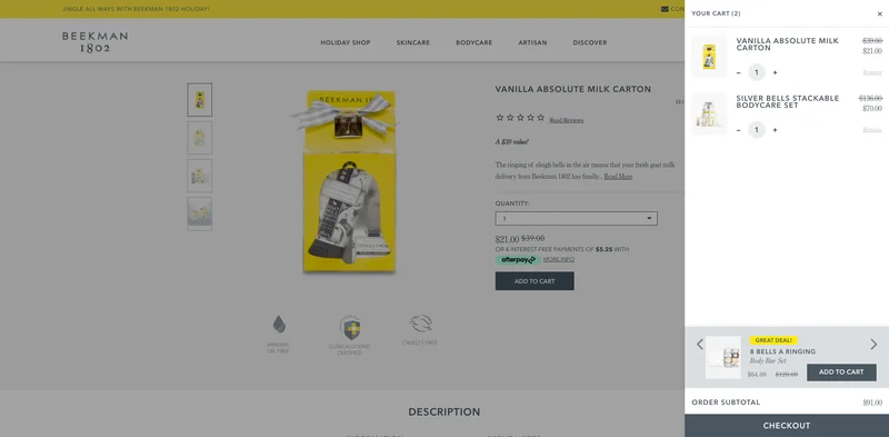 Shopping cart and checkout recommendation strategies
