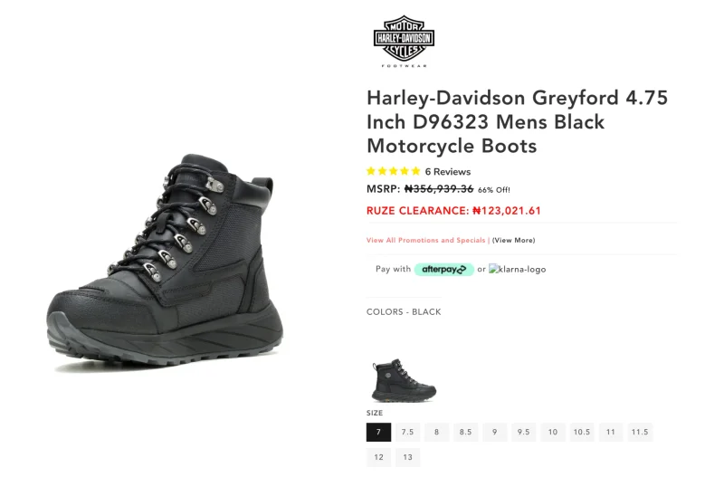 Ruze Shoes product page with the Yotpo star rating and review count shown directly under the product title