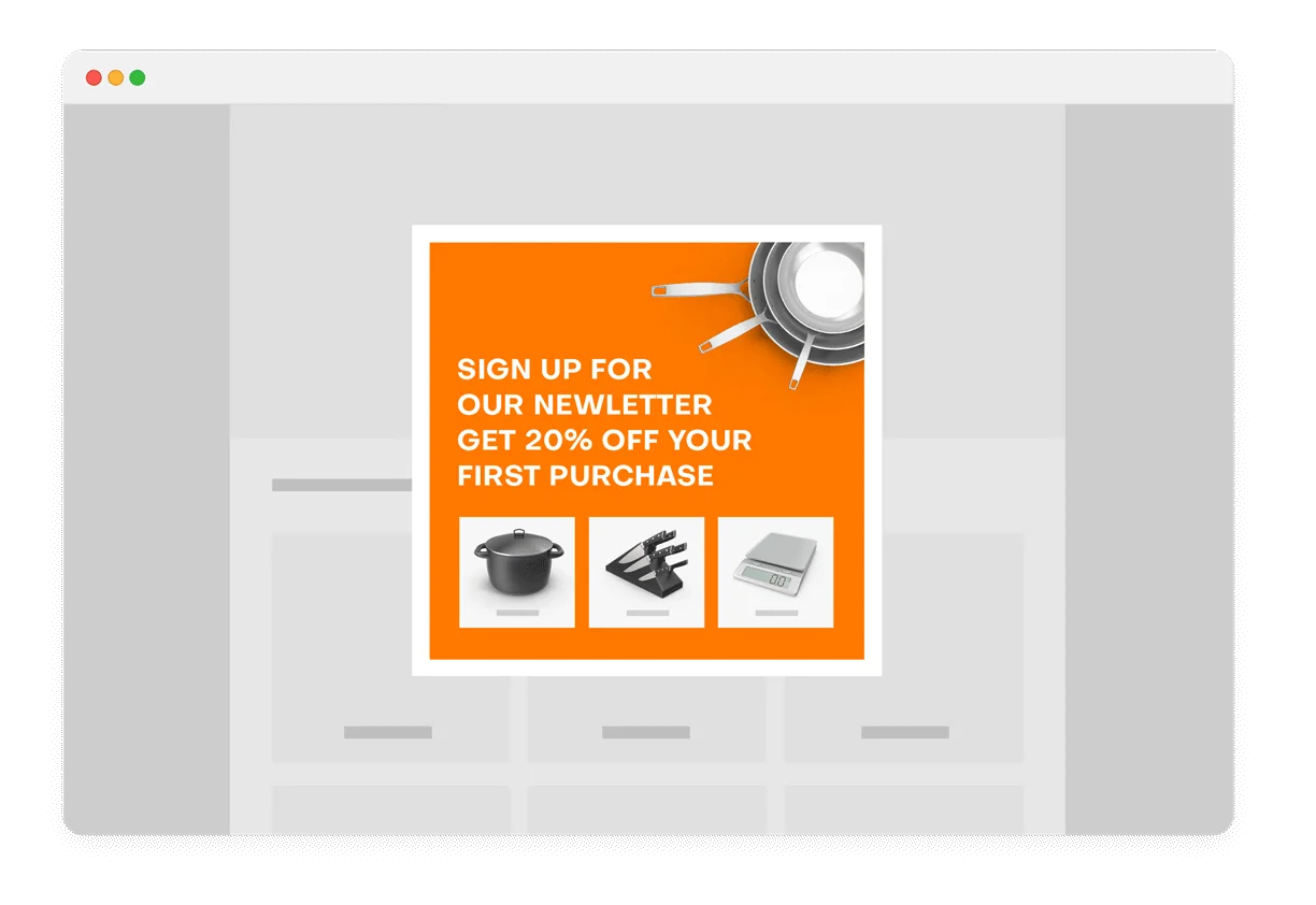 Welcome offer showing first-time buyer discount on product bundles